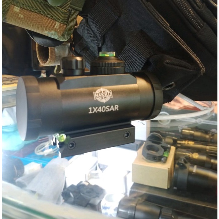 DISKON Hakko 1x40 Red Dot Teleskop Paser Telescope Ring Gold 2 Waterpass Atas Dan Bawah