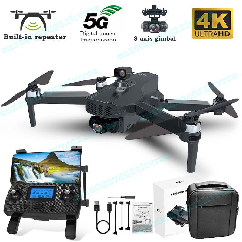 L109Promax Gps Drone With Built-In Repeater Professional 4K Dual Camera 3-Axis Gimbal Anti-Shake 5G