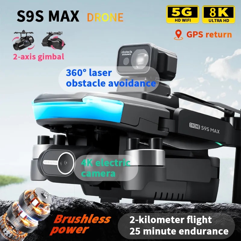 Lsrc S9S Drone 8K 2 Axis Gimbal Hd Dual Camera Laser Obstacle Avoidance Brushless Motor Gps 5G Wifi