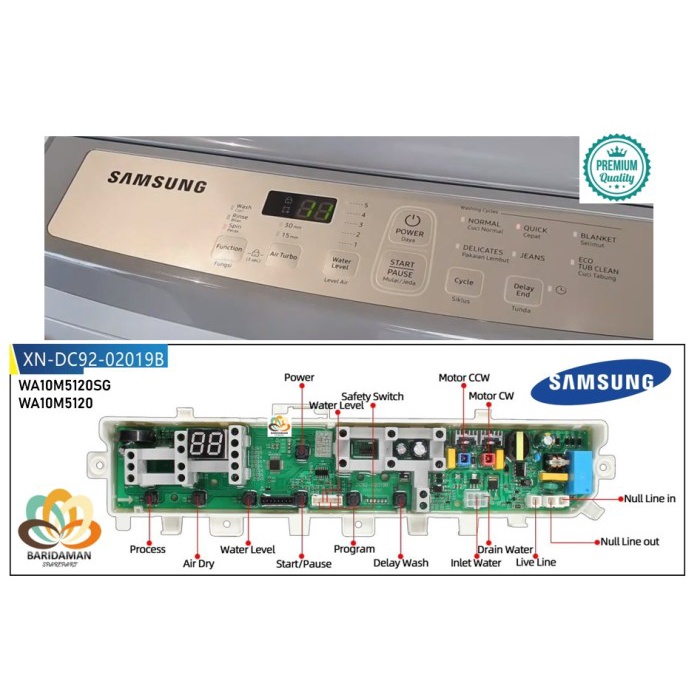 PREMIUM Modul PCB Mesin Cuci Samsung wobble WA10M5120SG WA10M5120 DC92-02019B