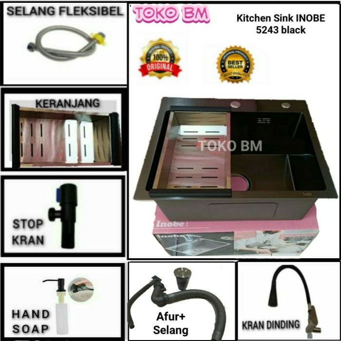 JTTOP" KITCHEN SINK JKM 5243 HITAM DOFF/SINK JKM 5243 BLACK STAINLESS SUS 304
