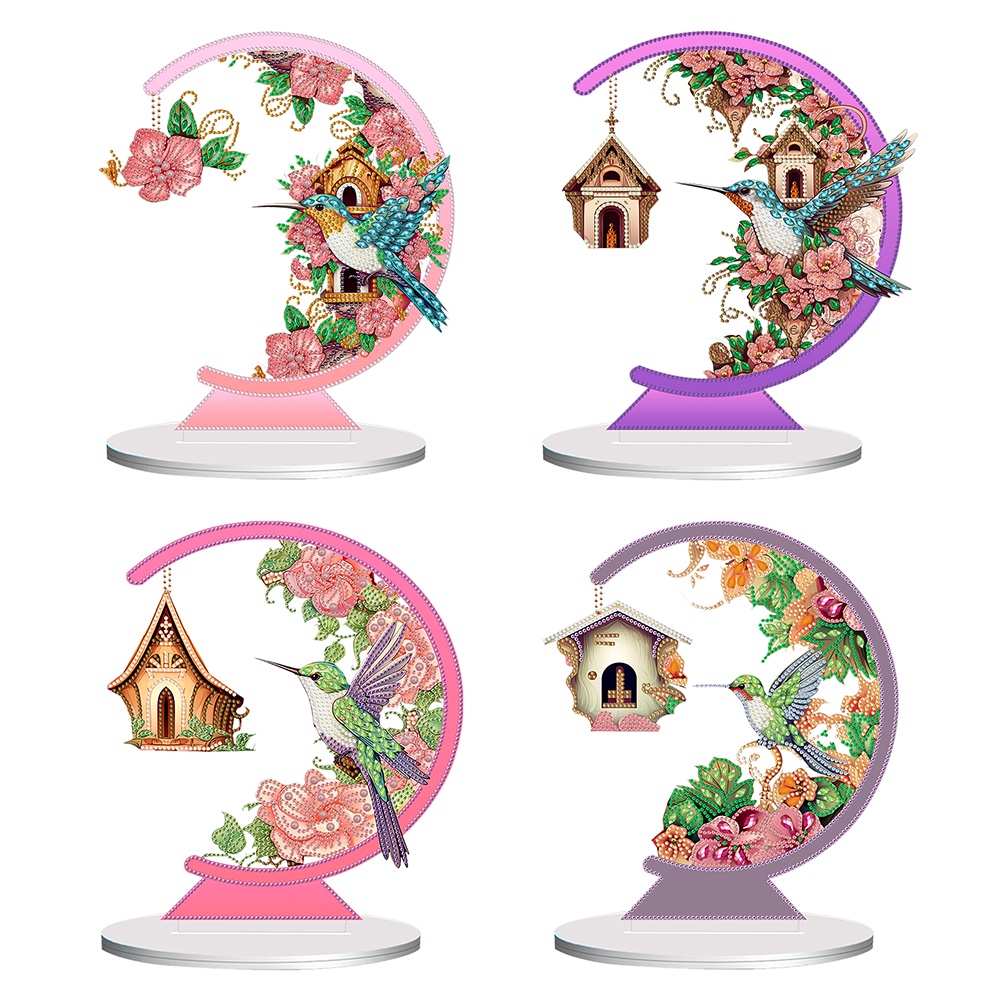 Special Shape Diamond Art Table Decor Bird with Flower in Mouth Table Top Diamond Painting Decor Dia