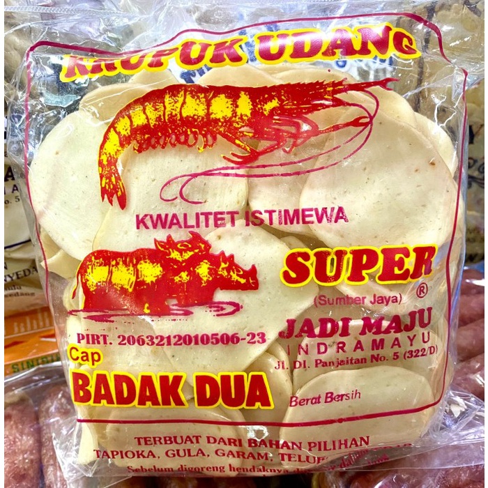 

Kerupuk Udang Super Cap Badak Dua Khas Indramayu 500 Gram