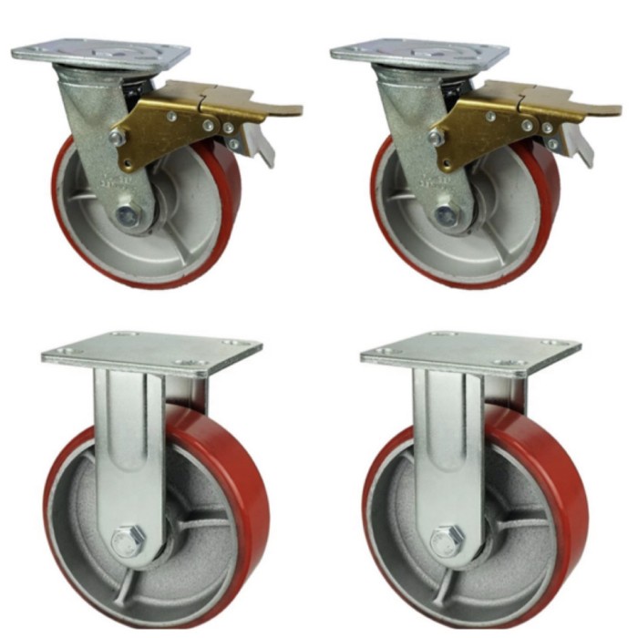 

Roda Caster Troli Pu Merah 6 Inch Taiwan Heavy Duty Set (Mati & Rem)