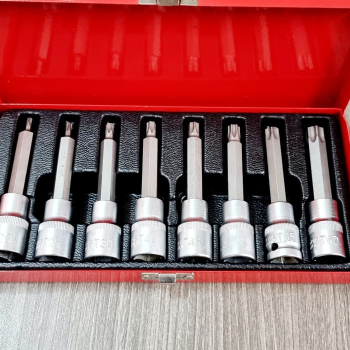 IWT BRANO Kunci Sok L Torx Star Bit Set 8Pcs T20 - T60 1/2Inch DR / Mata Socket L Bintang 1/2" DR
