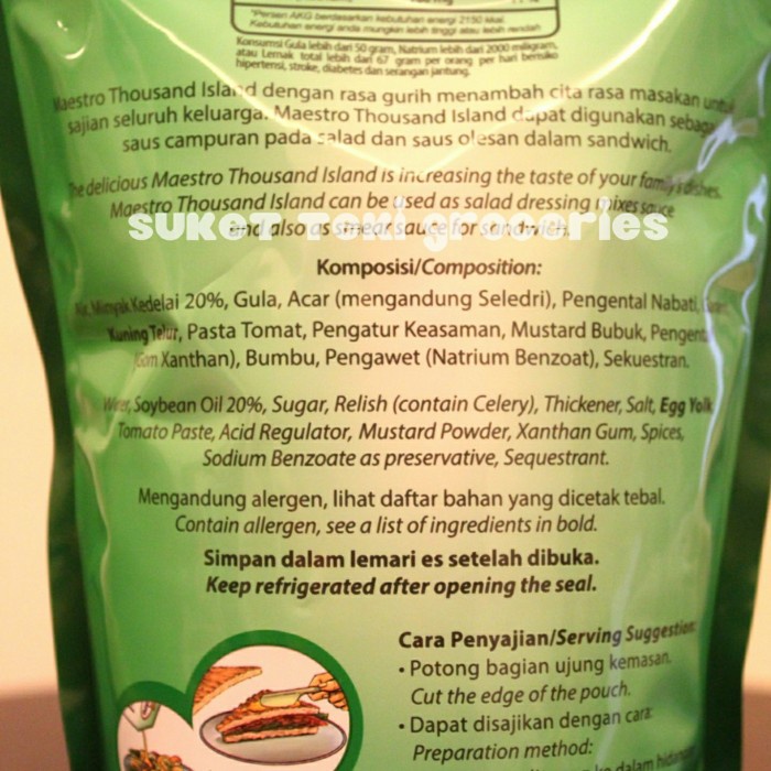 

Maestro Thousand Island Salad Dressing 1kg Pouch