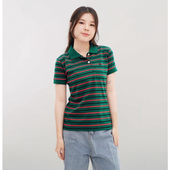 (Best) MATSUDA Kaos Polo Shirt Wanita Kerah Mizuki Stripe Baju Pendek Atasan Top