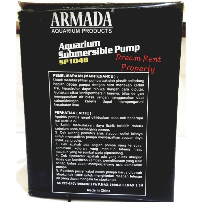 (BestSeller) Mesin Pompa Aquarium Filter Akuarium Kolam ARMADA SP-104B 104