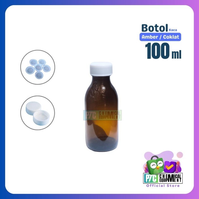 (GoodSeller) Botol Kaca 100ml Botol Kaca Coklat 100ml Tutup Ulir Dengan Sumbat