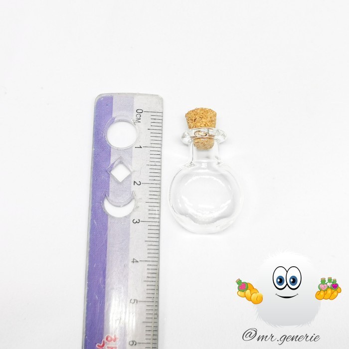 

(GoodSeller) Botol kaca tutup gabus kayu / vial parfum mini bulat / bottle charm