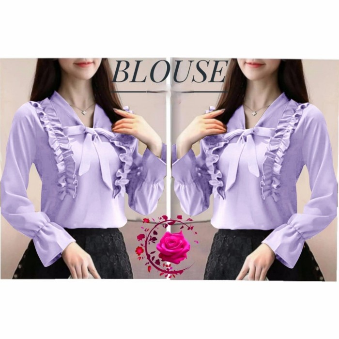 Baju Atasan Wanita Blouse Dinar Ungu Lilac Korean Style Remaja Din Gb