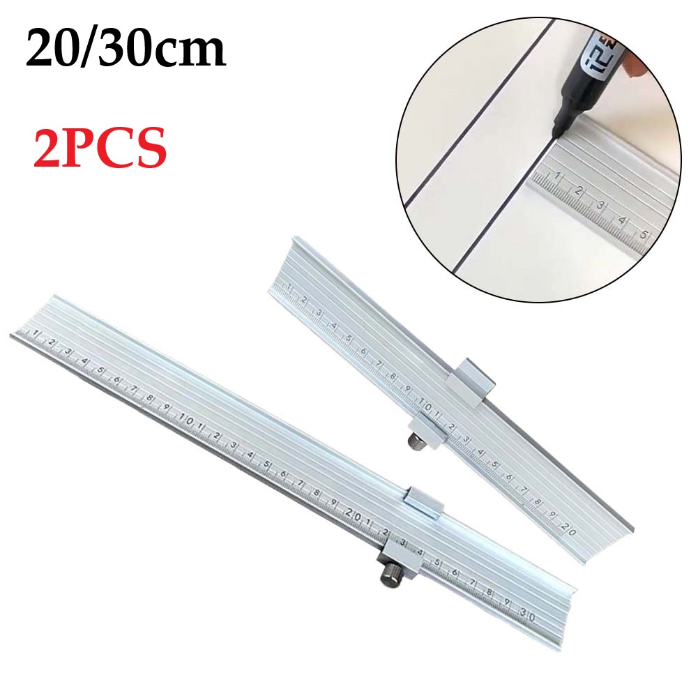 2PCS 200/300mm Woodworking Ruler Marking Gauge Sliding Line Positioning Block Ruler Marking Ruler Ga