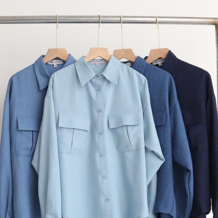 Kemeja Casual Denim Linen Oversize Wanita Dewasa By Indra L Bruggman