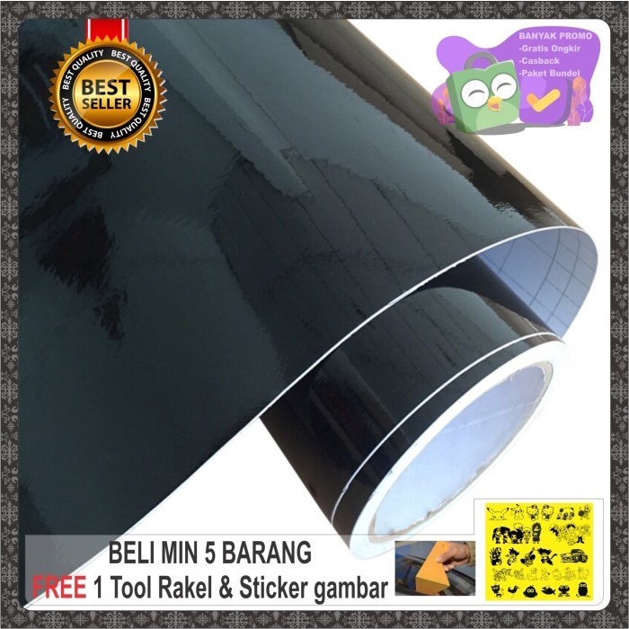 (BestSeller) Stiker hitam glossy/metalic / skotlet hitam glossy/metalik