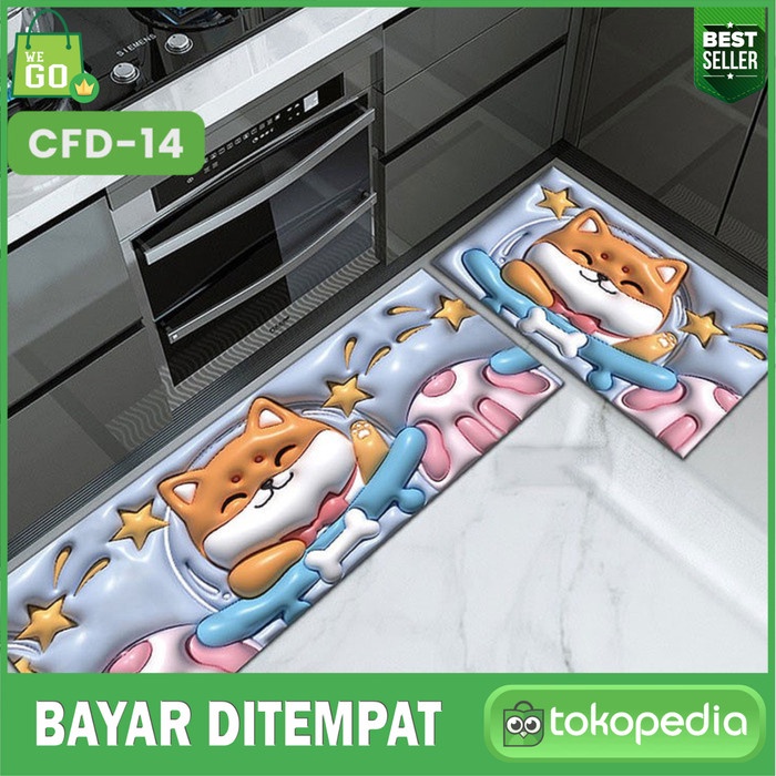 Keset Dapur Panjang 3D Anti Slip 2 In 1 (120X40Cm) Keset Kaki Motif Cfd-1