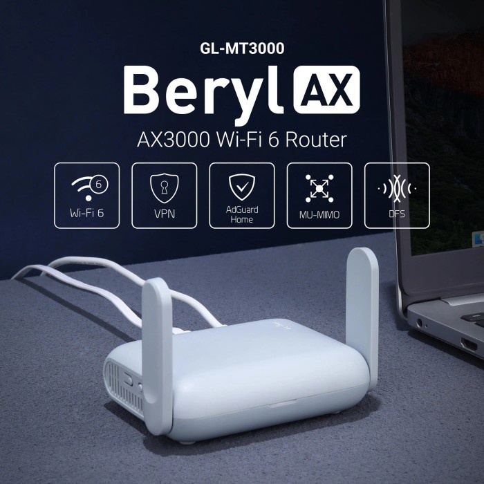 Gl.Inet Beryl Ax Gl-Mt3000 Wifi 6 Powerful Vpn Gateway Travel Router
