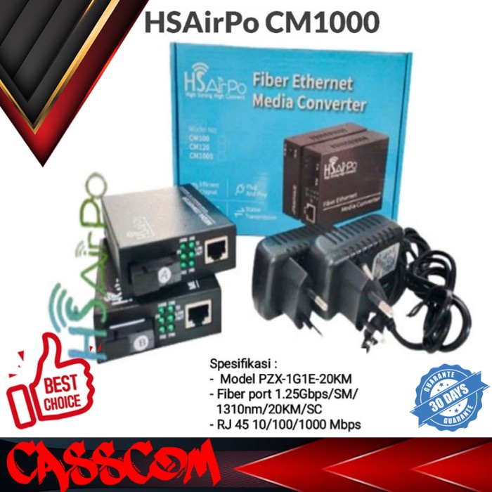 Hsairpo - Cm1000 10/100/1000Mbps Ethernet Media Converter Gigabit