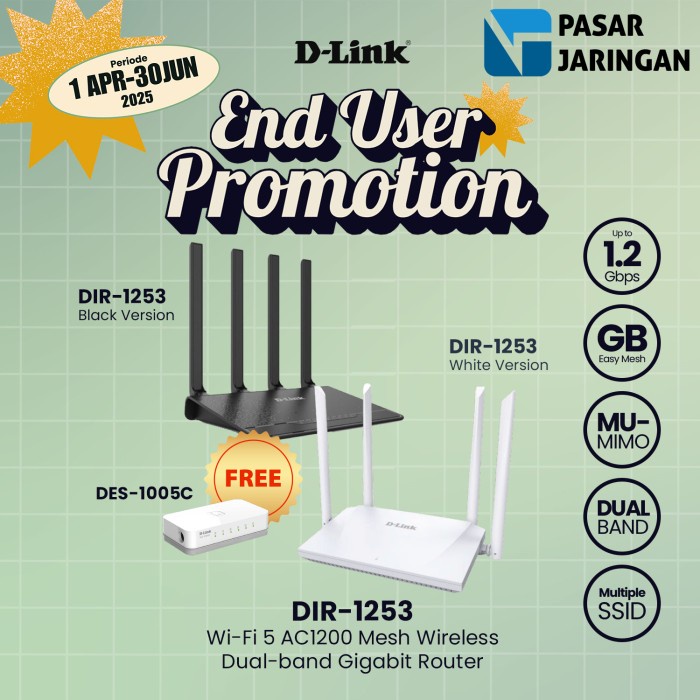 Dlink Dir-1253 Ac1200 Mu-Mimo Mesh Wireless Gigabit Router