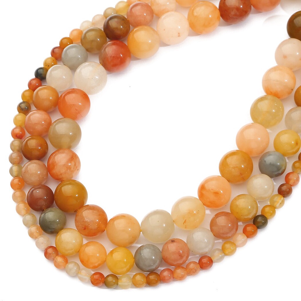 accDKI- Batu Alam Giok Merah Emas Sutra Jade Imperial Stone Round Beads untuk Wanita DIY Gelang