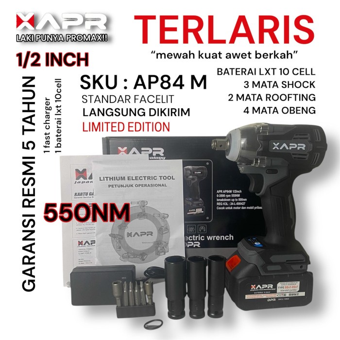Impact wrench GARANSI RESMI APR JAPAN 450NM PEMBUKA BAUT AP84