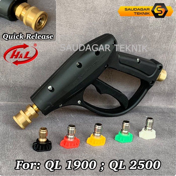 GUN JET CLEANER H&L QL1900 QL2500 QUICK RELEASE PAKET GUN NOZZLE SPRAY MESIN STEAM H&L QL 1900 QL