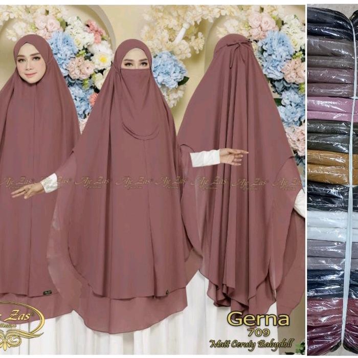 Khimar Ceruty Babydoll / Khimar 2 Layer / Non Pet Gerna Muslim Syari Jilbab Kerudung Instan Ceruti