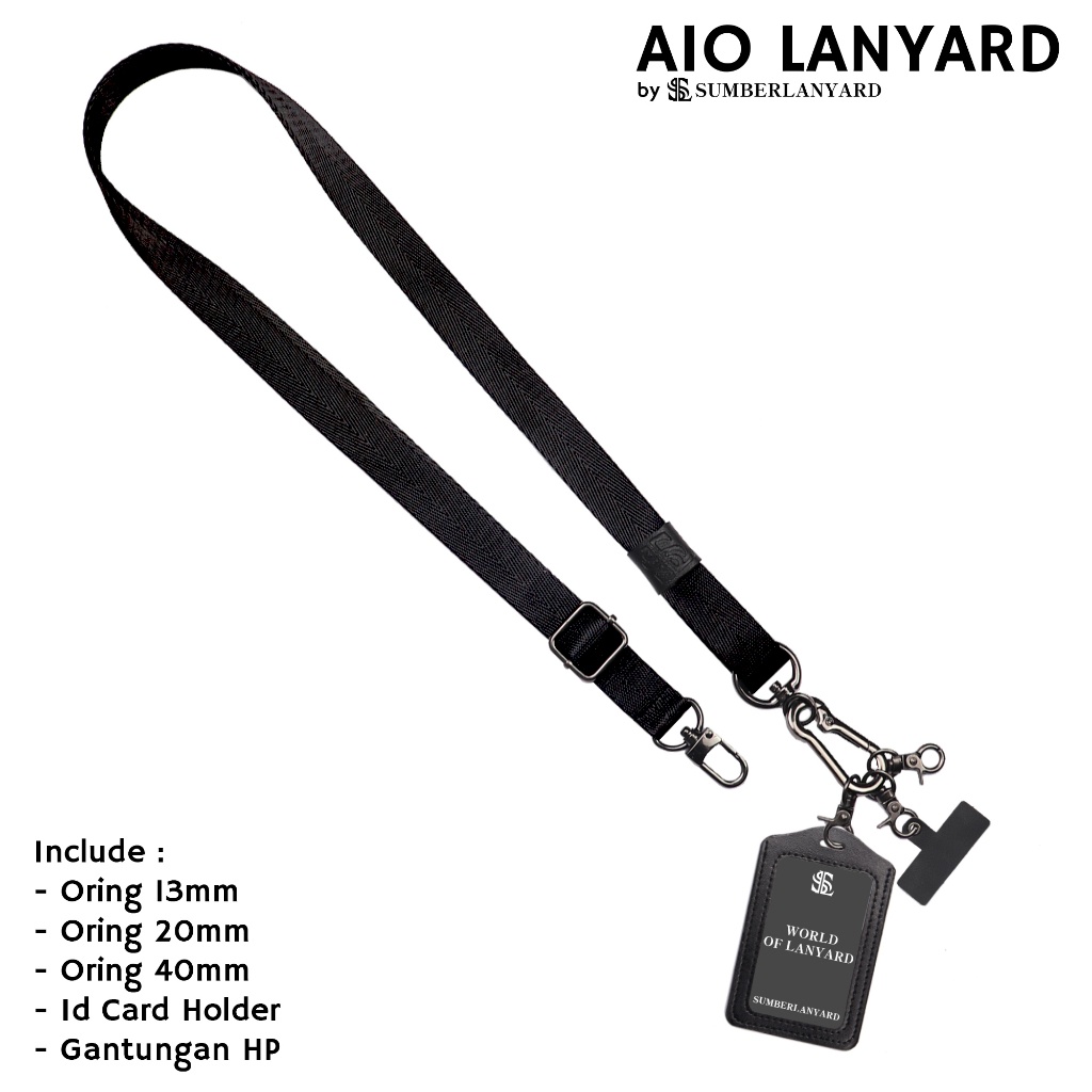 

Sumber Lanyard Tali Idcard Gantungan Hp Nylon Adjustable - ALL IN ONE Black 2cm