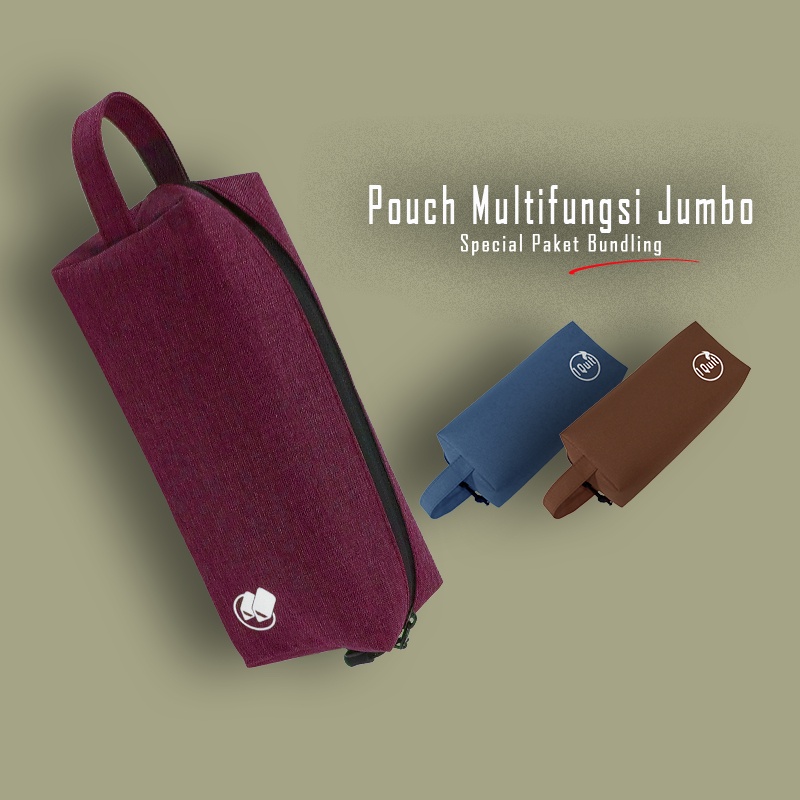 

I Quit Pouch Jumbo Multifungsi Bundling Denim Maroon & Friends
