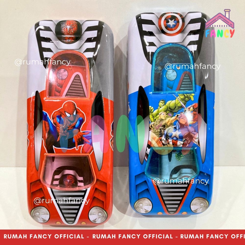 

[FREE BUBBLE + DUS] Tempat Pensil Kotak Pensil Mobil Karakter Cars / Superhero + SET Alat Tulis