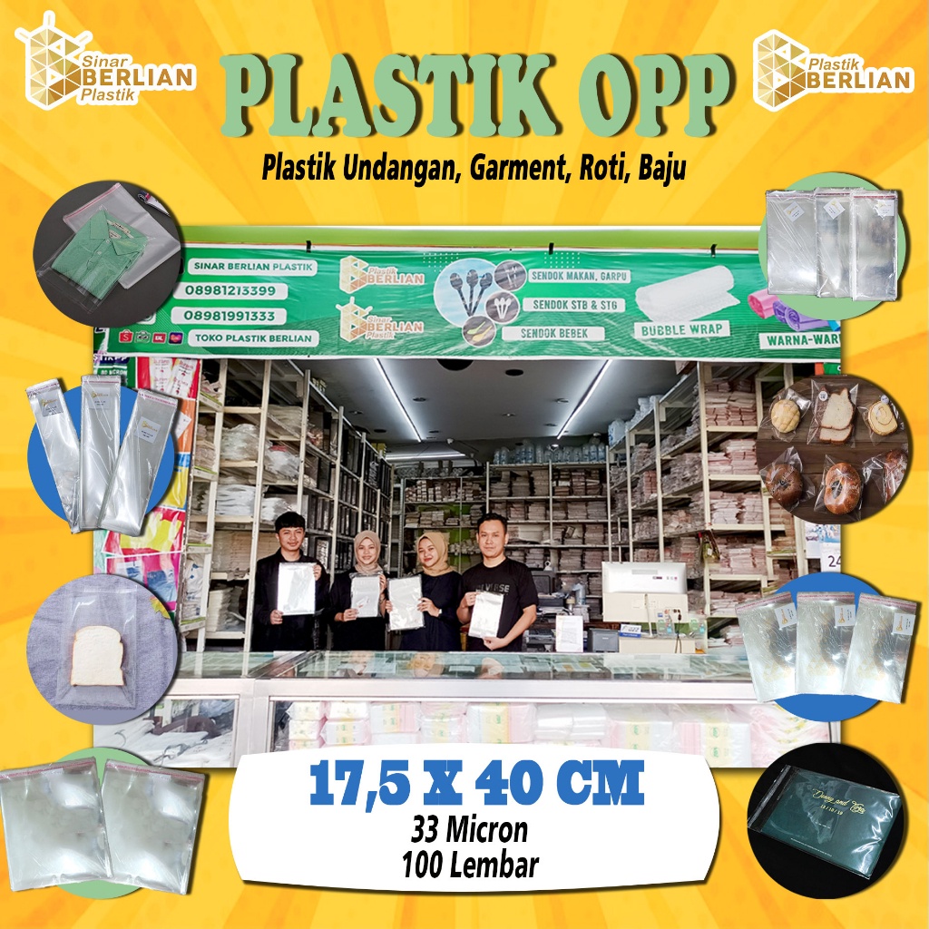 

17,5 x 40 cm Plastik OPP TEBAL (100 lbr) (lem/seal)
