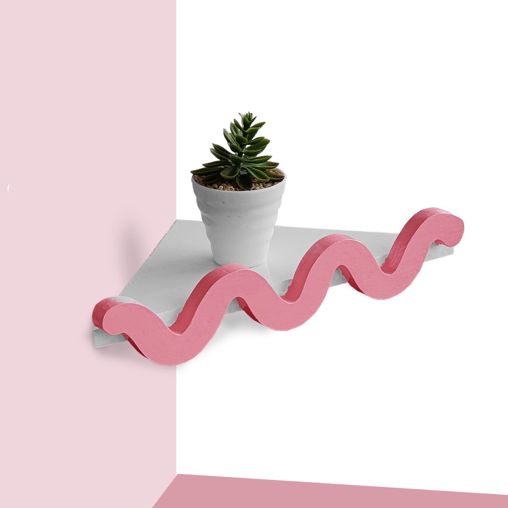 Ambalan Rak Dinding Sudut Wave Pot Bunga Dekorasi Kamar Ruangan Rumah Aesthetic
