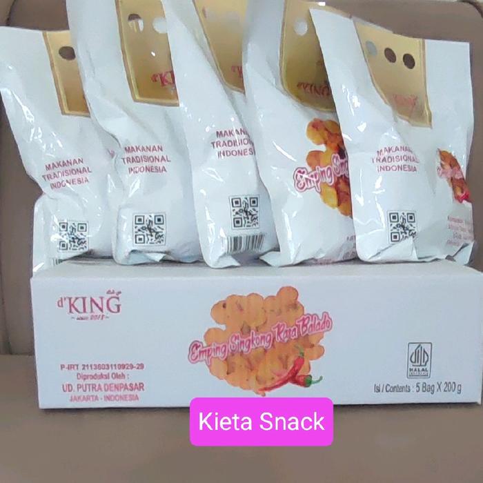 

terbaru !!! emping singkong rasa balado dking 1 dus isi 5 bags@200gr ready