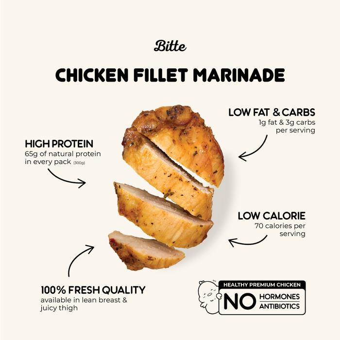 

terbaru !!! bitte food 10 pack bundle chicken fillet marinade / ayam filet marinasi 300g healthy