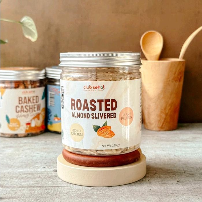 

terbaru !!! roasted almond slivered 250g organic sugar free dairy free natural ready