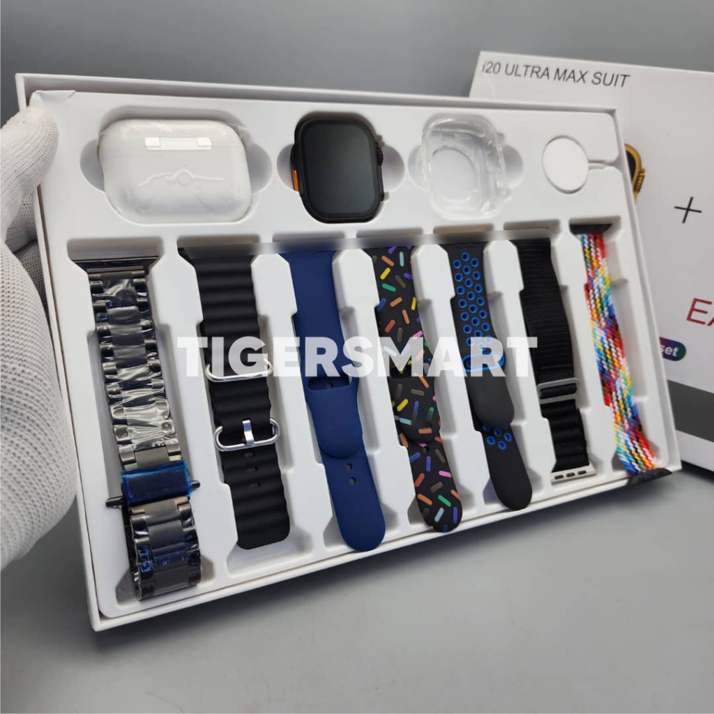 Smarttch i20 Ultra Max Suit 7 strap Layar Besar HD Eahones 10in1 Set *