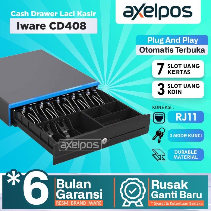 Cash Drawer / Laci Uang Kasir Iware Cd-408 Rj11