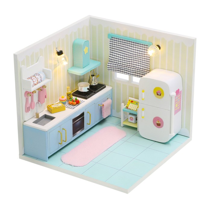 DIY MINIATURE MINIATUR DOLL HOUSE RUMAH BONEKA HAPPY KITCHEN