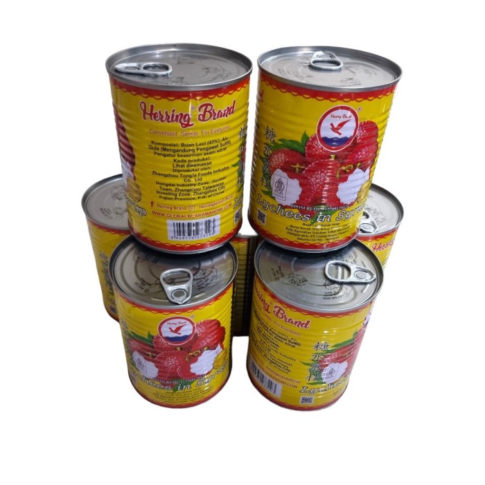 

Buah sirup leci lychee lecy lechy longan Cokctail syrup kaleng Herring Harvest Delight IKPS 567 gram