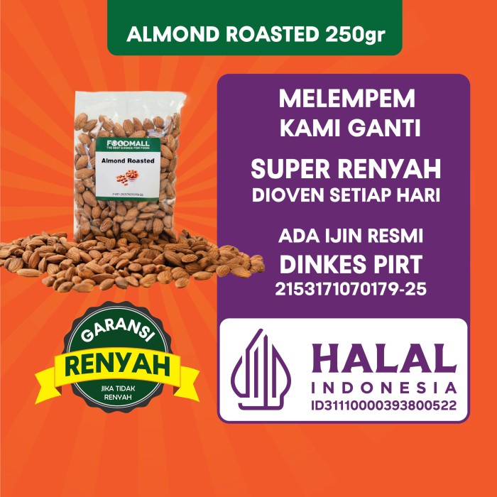 

almond roasted 250 gr / almond panggang / roasted almond