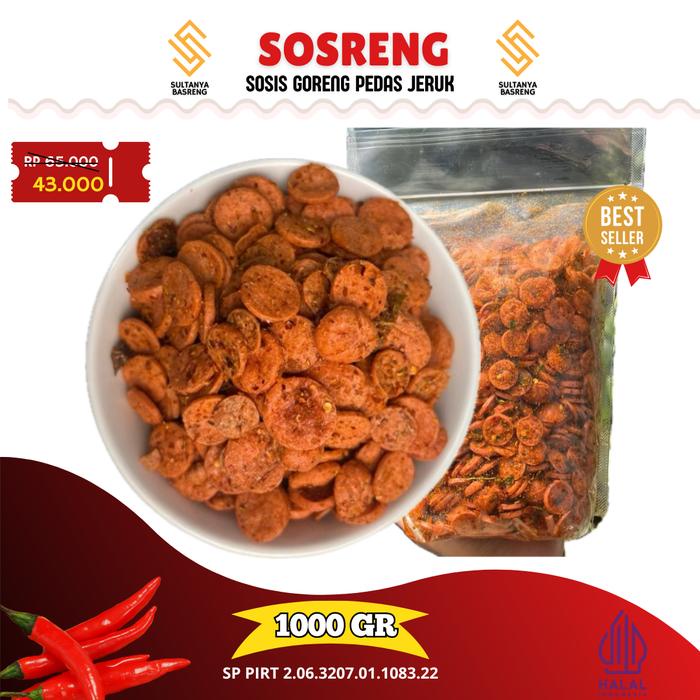 

1kg Sosis goreng Sosreng Raja ngemil wajib coba Cemilan pedas daun jeruk snack enak gurih Food