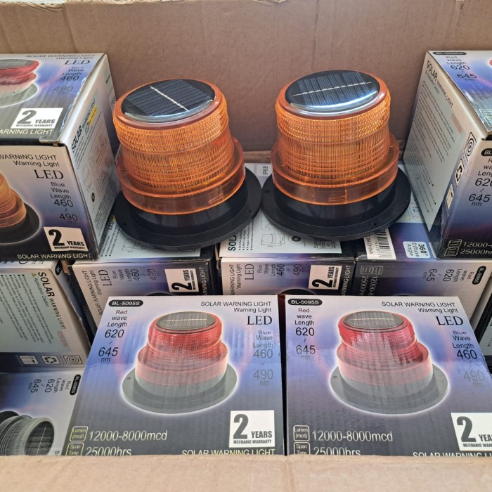 PREMIUM lampu rotary warning light solar panel tenaga Surya lampu rotari mini