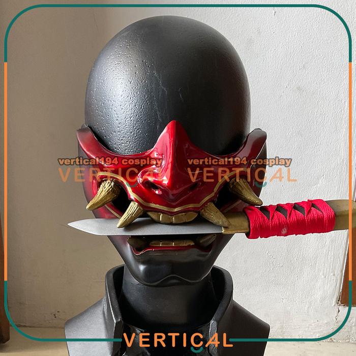 PREMIUM ONI MASK HANNYA TOPENG SETAN MENPO JEPANG MASKER GHOST COSPLAY DEVTAC COVID HANTU MONSTER