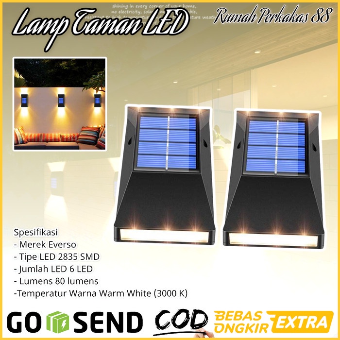 PREMIUM Lampu Taman Led Tenaga Surya Tempel Dinding Sorot Pagar Rumah Outdoor