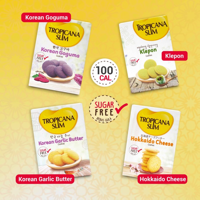 

terbaru !!! parsel tropicana slim - tropicana slim cookies 4pcs - hokkaido cheese, korean garlic,