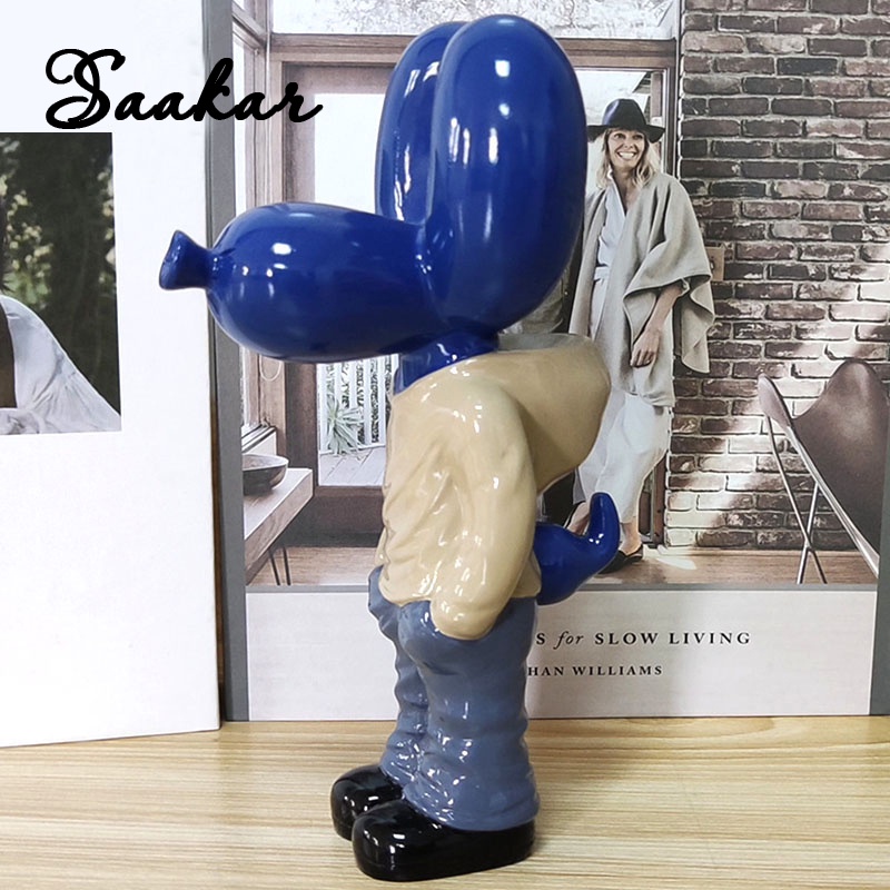 Saakar Resin Pocket Balloon Dog Figure Figurines Street Trend Art Decoration Statue Home Office