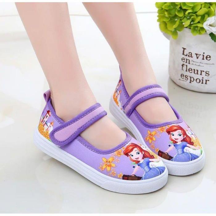 0SEPATU ANAK PEREMPUAN PRINCESS SOFIA / SEPATU SEKOLAH ANAK SLIP ON SLOP MOTIF PRINCESS