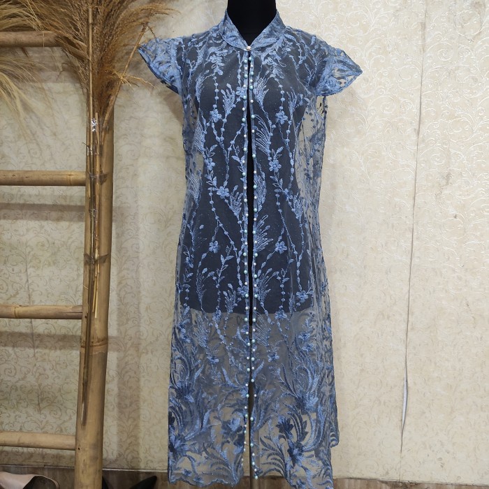 Terlaris Cardigan Tunik Tanpa Lengan/Outer Cardigan Tunik Tille Brukat Virall/Outfit Kondangan