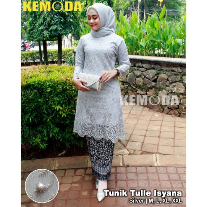 Sr Kebaya / Tunik Tulle Bordir / Kebaya Tunik Modern / Baju Pesta Kondangan Setelan Brokat Atasan