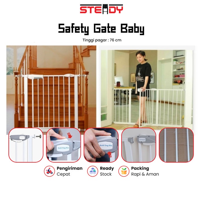 Safety Gate Baby Pagar Pengaman Bayi Pembatas Tangga Mudah Dipindah
