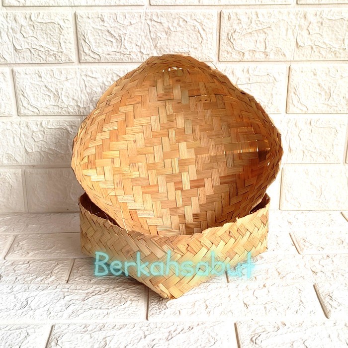 (BestSeller) Besek bambu 18x18 sepasang murah - Besek kotak wadah nasi box hampers